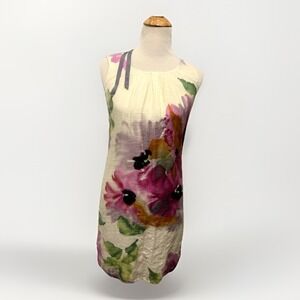 Ann Taylor Loft Tie Neck Sleeveless Watercolor Floral Sheath Dress - Size 2